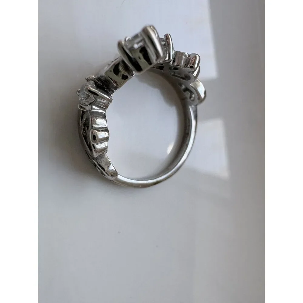 Sterling Silver 925 Princess Crown CZ Ring Size 6